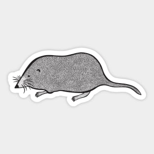 Pygmy Shrew Ink Art - cute animal design - on white Sticker